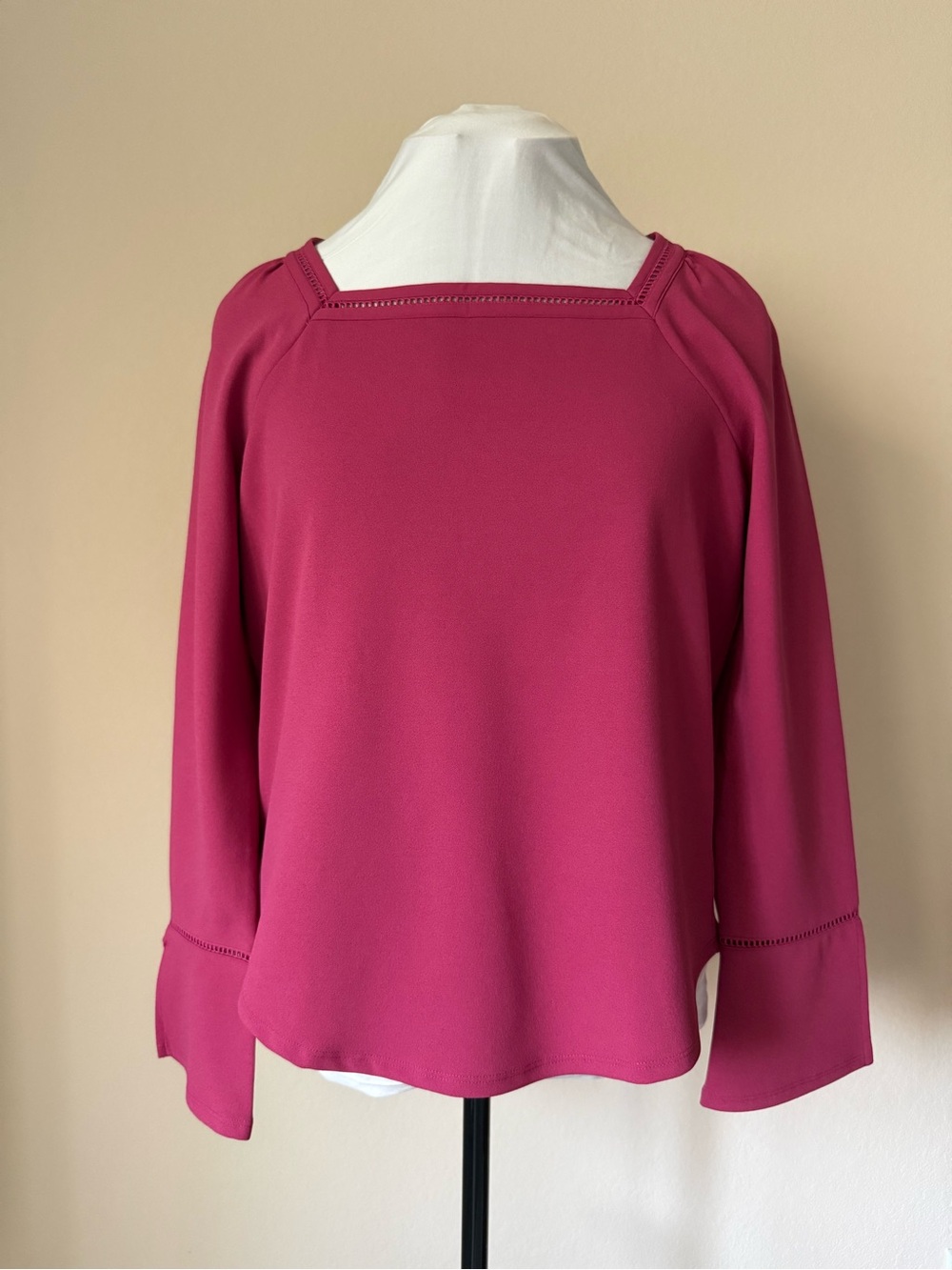 Ann Taylor Magenta Square-Neck Blouse